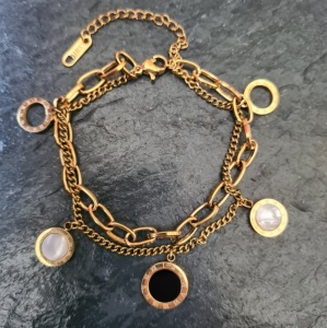 Roman Numeral Charm Bracelet - Gold